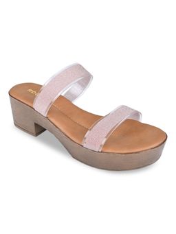 ROCIA - Regal By Rose Gold Women Solid Vinyl Shimmer Block Heel Sandal